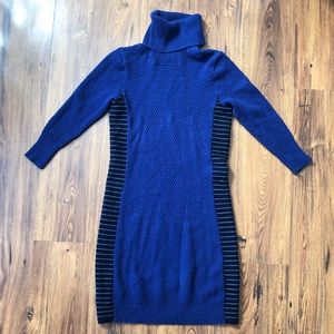 Large Athleta Royal Blue Wool Blend Turtleneck Sweater Dress